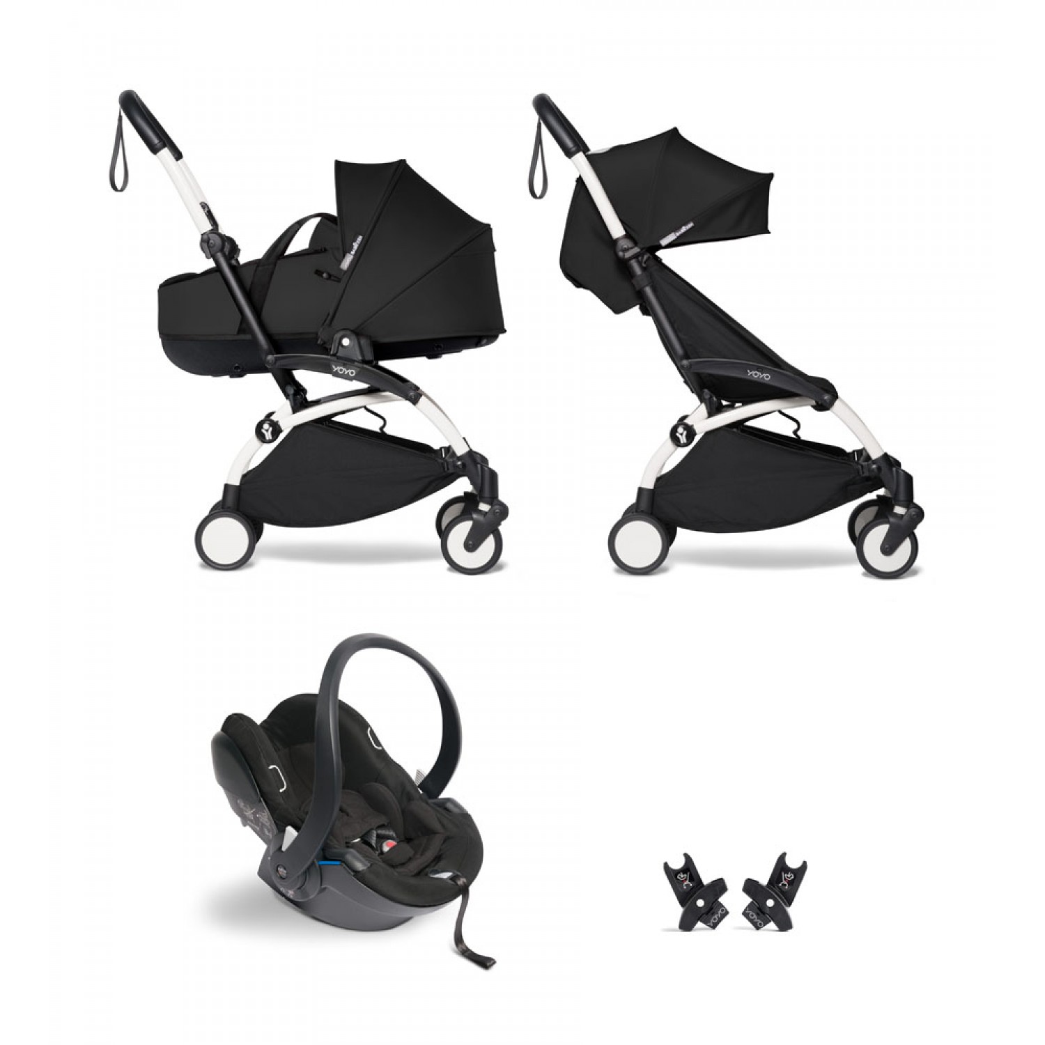 All-in-one BABYZEN stroller YOYO2 bassinet, car seat and 6+  White Frame | Black